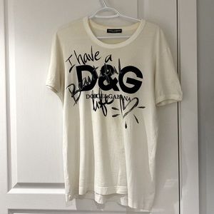 Dolce Gabbana Slogen Logo T-shirt Size IT 42